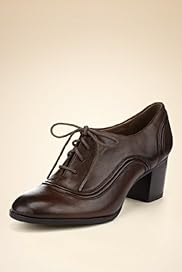 Footglove Fashion Leather Lace Up Mid Heel Shoes