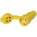 Woodhead 25W47 Watertite Wet Location Locking Blade Connector, Inline GFCI, 3 Wires, 2 Poles, NEMA L5-15 Configuration, Yellow, 15A Current, 125V Voltage