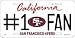 San Francisco 49ers #1 Fan Decorative Metal License Plate (California Plate Design)