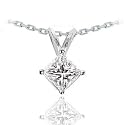 14k White Gold Princess Cut Solitaire Pendant Necklace (0.15ctw, H-I, I1) very-good cut 16" Chain Included.