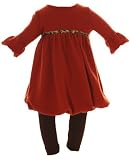 Plum Pudding Rust Bubble Dress and Brown Leggings Set