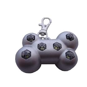 Os En Forme De LED Pour Des Chiens Ou Des Chats - 6 LED / Tag Chien / Porte-cl�s / Collier / La Lumi�re La Nuit - Argent