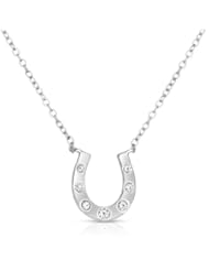 1/4 Carat Flush Set Diamond Lucky Horseshoe Pendant in 10k White Gold with White Gold Cable Style Chain (GHI, I1+)