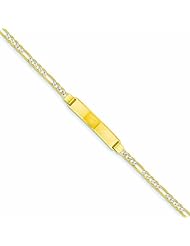 14K Gold Pave Figaro ID Bracelet 7 Inches