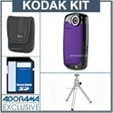 Kodak Playsport Video Camera Kit - Purple - with 8GB SD Memory Card, Camera Case - Table Top Tripod