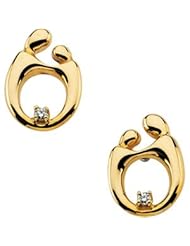 Genuine IceCarats Designer Jewelry Gift 14K Yellow Gold Mother&Child Dia Post Earring. Pair 13.50X09.75 Mm;P;Mother Child Diamond Post Earrings Mother&Child Dia Post Earrings In 14K Yellow Gold