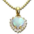 14kt Yellow Gold Heart Opal and Diamond Pendant