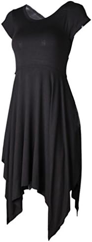 SenseFit Irregular Short Sleeve Dress Pleated Dovetail Skirt Free Size Black