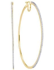 0.5 cttw 10k Yellow Gold Diamond Thin Hoops Large Hoop Earrings 57mm (Real Diamonds: 1/2 cttw)