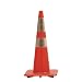 Work Area Protection 28PVCTL Polyvinyl Chloride Trimline Traffic Cone with 6" and 4" HIP Reflective Collars, 7-1/2" Diameter x 28" Height, Fluorescent Orange