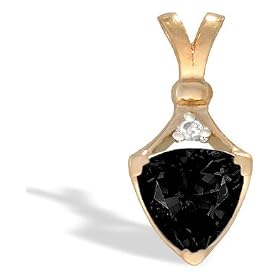14K Yellow Gold Genuine Trillion Black Onyx and Diamond Pendant by 