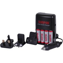 Sunpak ACC-M1075-01 2-Hour Travel Charger with 4 NiMH AA Batteries
