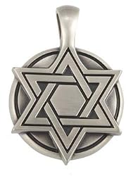 BICO AUSTRALIA JEWELRY (E193) STAR OF DAVID MEDALLION - HELPING THE NEEDY - Comes with a Generic 18 inch (to 20in) Adjustable 4mm Black Rubber Necklace.