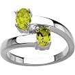 14K White Gold Peridot and Diamond Ring