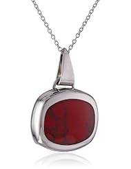Sterling Silver Inlay Square Pendant Necklace, 18"