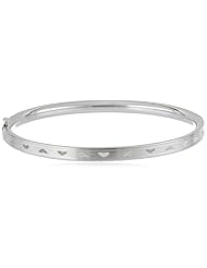 Girls 14k Gold or White Gold Childrens Polished Hinged Engraved Hearts Bangle Bracelet, 2"