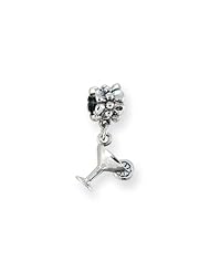 Martini and Margarita Glass Charm in Silver for 3mm Bracelets