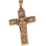 Saint Anthony of Padua Antique gold Cross with famous St. Anthony`s brief inscription (4 cm or 1.6 inches) - Pendant