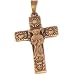 Saint Anthony of Padua Antique gold Cross with famous St. Anthony`s brief inscription (4 cm or 1.6 inches) - Pendant