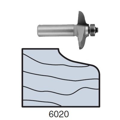 Whiteside 6020 Door Edge Bit CT 1-9//16 LD 3/8 CL 1/2 SH 2 FL