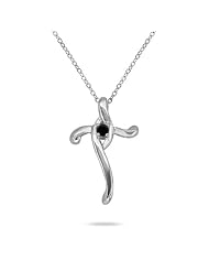 0.06 Carat Black Diamond Cross Pendant in 10K White Gold