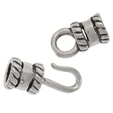 Silver Fancy Crimp Bead 4mm Cord Ends Hook & Eye (1 Set)