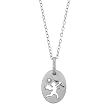Sterling Silver Hand-Brushed Diamond Oval Cupid Cut-Out Pendant, 18