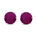 14K White Gold 5mm Round Genuine Ruby Stud Earrings (1.20 carat total weight)