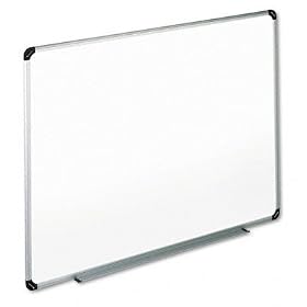 Dry Erase Board, Melamine, 48 x 36, White, Black/Gray Aluminum/Plastic Frame