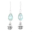 Man in the Moon Dangle Earrings in Sterling Silver with Blue Czech Glass Beads, #8177