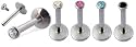 Labret lip piercing 16G by GlitZ JewelZ ? - you get 5 pieces, one each color - internally threaded push ball, made with Swarovski crystals - bling bling!! - surgical steel 316L - available in many sizes