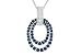 1 1/3 Carat Sapphire and Diamond 14K White Gold Pendant w/Chain