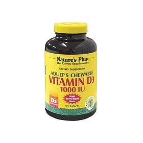 Natures Plus Adults Vitamin D3 1000iu - 90 Chewable Tablets