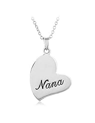 Chuvora .925 Sterling Silver "Nana" Heart Pendant Necklace 18, Grandma Gifts, Nana Gifts