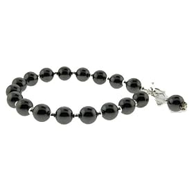 Hematite and Sterling Silver Bracelet with Swarovski Crystal