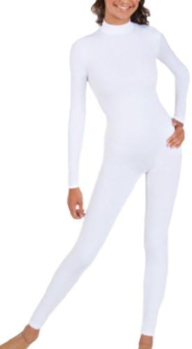 Fivemum Lycra Spandex Adult Unitard Bodysuit Dancewear Catsuit (M, White)