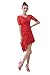 Colorfulworldstore ladies Latin salsa cha cha tango Ballroom Dance Dress-mesh sleeves+Slim Irregular unilateral