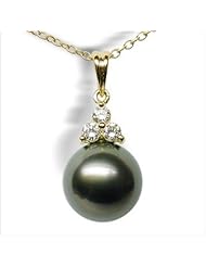 18K yellow gold Princess Black Tahitian cultured pearl and diamond pendant