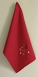Gingerbread Kitchen Embroidered Waffleweave Towel - Red