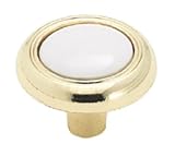 Amerock Royal Family 1 1/4 Cabinet Knob Polished Brass With Ceramic White Insert