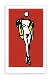 ポスター ジュリアン オピー Woman taking off mans shirt 額装済 アルミベーシックフレーム（ゴールド）