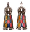 Decorative Salt & Pepper Shakers with Multicolored Resin Inlaid Sides