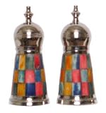 Decorative Salt & Pepper Shakers with Multicolored Resin Inlaid Sides
