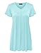 Made By Johnny WT1057 Womens V Neck Short Sleeve Pleats Tunic Top XXXL Aqua