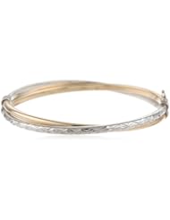 Bonded Sterling Silver and 14k Two-Tone Cross Over Bangle Bracelet
