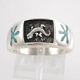 Silver and Turquoise Inlaid Lizard Ring for Men or Women sz 11 1/2, #10992