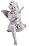 Alabastrite Sitting Cherub With Bird