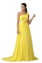 Hot Sale Winey Bridal Yellow One Shoulder Flower Chiffon Prom Dresses (8)