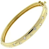 Sterling Silver Gold Plated Scattered CZ Bangle