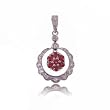 Ruby and Diamond Drop Flower Pendant in White Gold